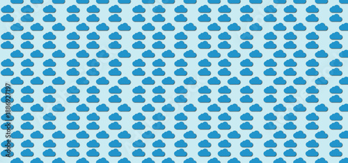 Soft Sky Cloud Motif in Cool Blue Tones. Playful Seamless Illustration for Kids Design and Background Use. Light Atmospheric Concept