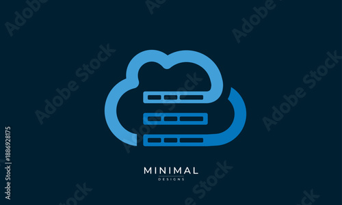 Cloud Computing Icon – Cloud Data Storage, Cloud Technology, Digital Network Symbol