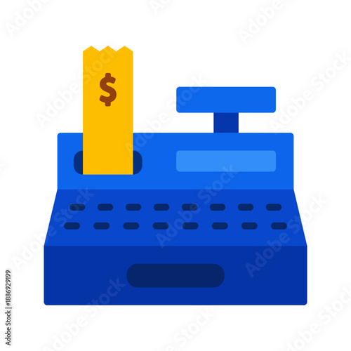 Cash register icon. illustration of a cash register with a receipt, suitable for use in e-commerce websites, store applications, or financial presentations.