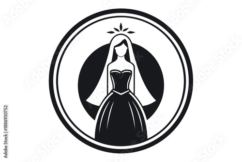 bride silhouette inside circular frame