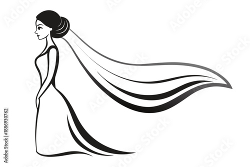 bride with extra long trailing veil