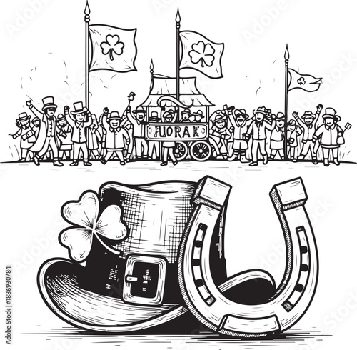 St. patrick's day celebration with lucky irish symbols Vector