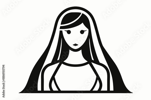 front facing bride silhouette with symmetrical veil