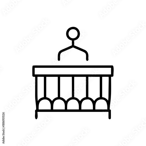 Balcony design concept with a railing and a hanger on a white background with copy space