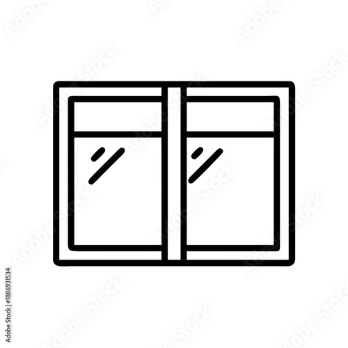 PVC window design concept with a modern frame on a white background with copy space