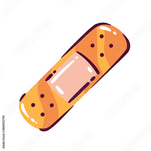 Pet bandage in cartoon doodle style. Adhesive bandage for pet injury care, paw wound protection, first aid item for dogs and cats, pet care routine. Cartoon vector illustration