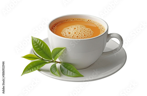 Hot milk tea ir chai served in cup isolated on grey background side view of chinese hot drink