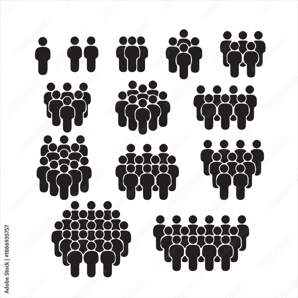 Fototapeta premium set of black silhouettes of people