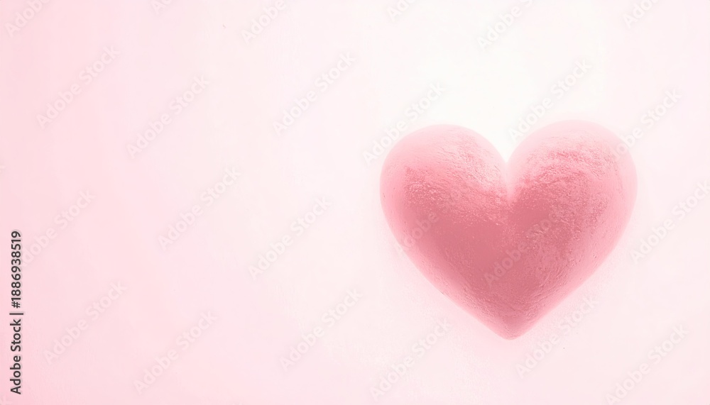 Obraz premium A soft pink heart shape, delicately textured, floats on a bright, ethereal background