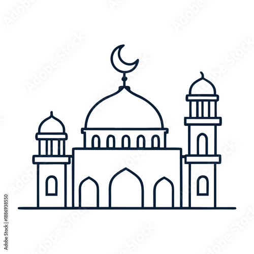Elegant mosque design featuring domes, tall minarets, geometric Islamic patterns, arched entrances, and serene courtyards, reflecting spiritual beauty, harmony, and cultural heritage.
