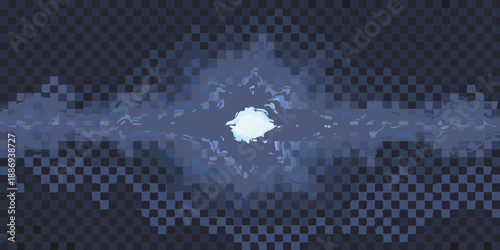 Abstract blue and white pixelated explosion or energy burst design