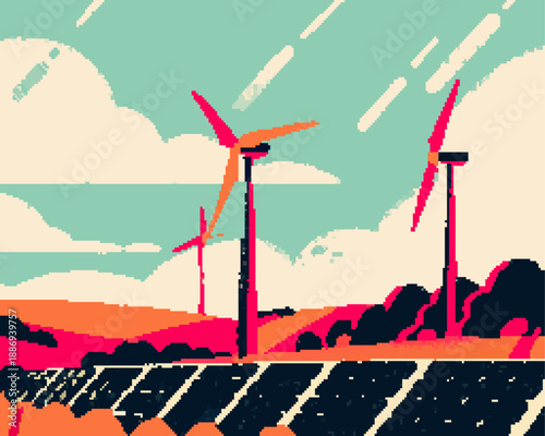 wind turbines in the sunset