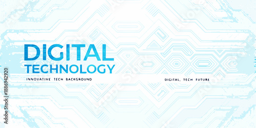 Abstract digital technology background with the word digital prominently displayed