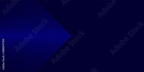 Blue arrows background. Abstract triangle gradient wallpaper. Repeated arrow stripes backdrop for flyer, banner, poster, presentation. Thin to thick linear game or sport texture. Vector masculine bg