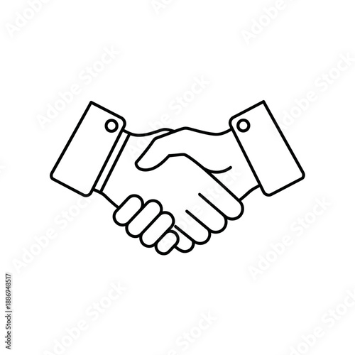 Handshake Line Art Icon Illustration – Business Agreement Partnership Symbol