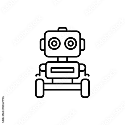 Cute Robot Line Icon – Friendly Robotics Character Symbol for Technology, AI & Kids Design