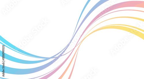 Colorful abstract wavy lines on white background.