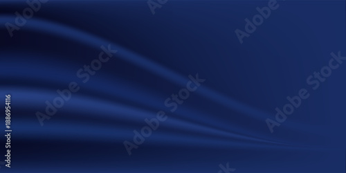 Navy blue silk satin. Silky shiny fabric. Dark luxury background with space for design. Banner. Wide. Long. Panoramic. Template. Empty. Flat lay, top view table. Beautiful.Elegant.Birthday,Christmas.