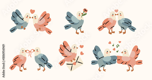 Romantic birds couple collection for Valentine