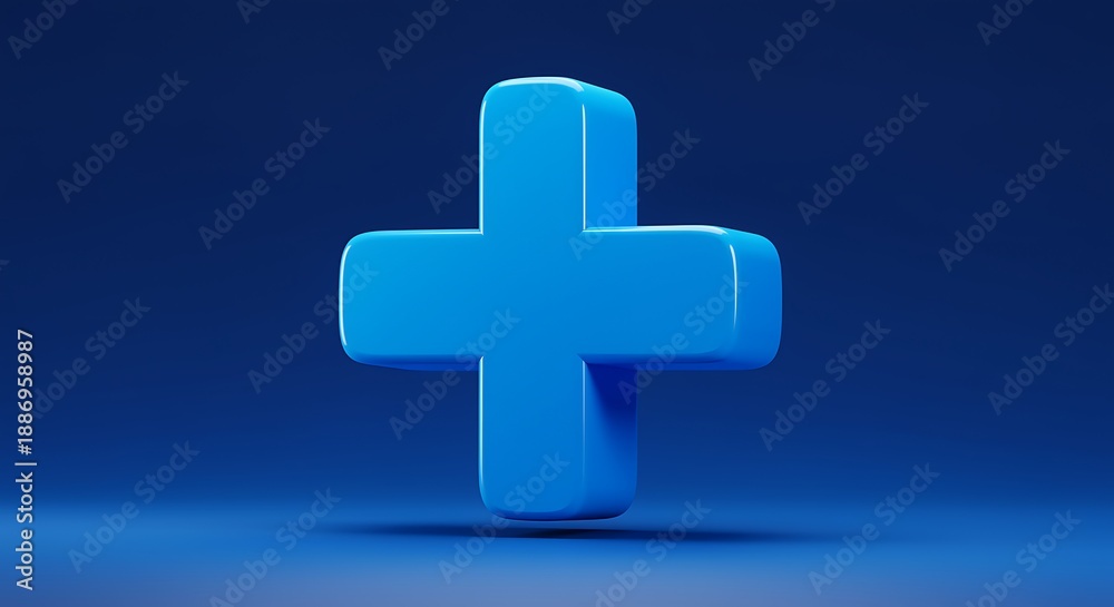 Obraz premium Blue plus sign on blue background