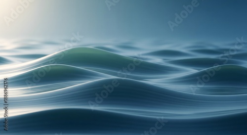 Soft, abstract depiction of waves in varying shades of blue, blending into a light, airy background. Gentle curves and subtle highlights create a soothing, almost ethereal feel