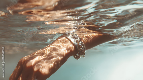 Hand with bracelet in water