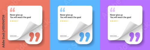 3D bubble testimonial banner, quote, infographic. Social media post template designs for quotes. Empty speech bubbles, quote bubbles and text box. Vector Illustration EPS10.