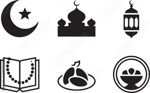 Ramadan icons set 