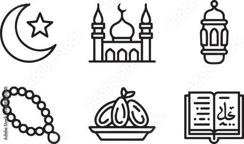 Ramadan icons set 