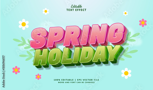 Spring Holiday Editable Text Effect 3d Modern Style