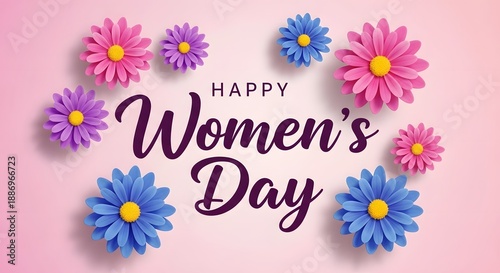 Happy women's day celebration with colorful flowers