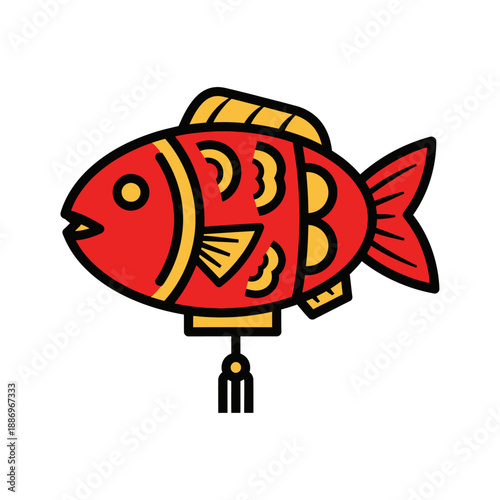 Red Cartoon Fish Toy with Yellow Details.