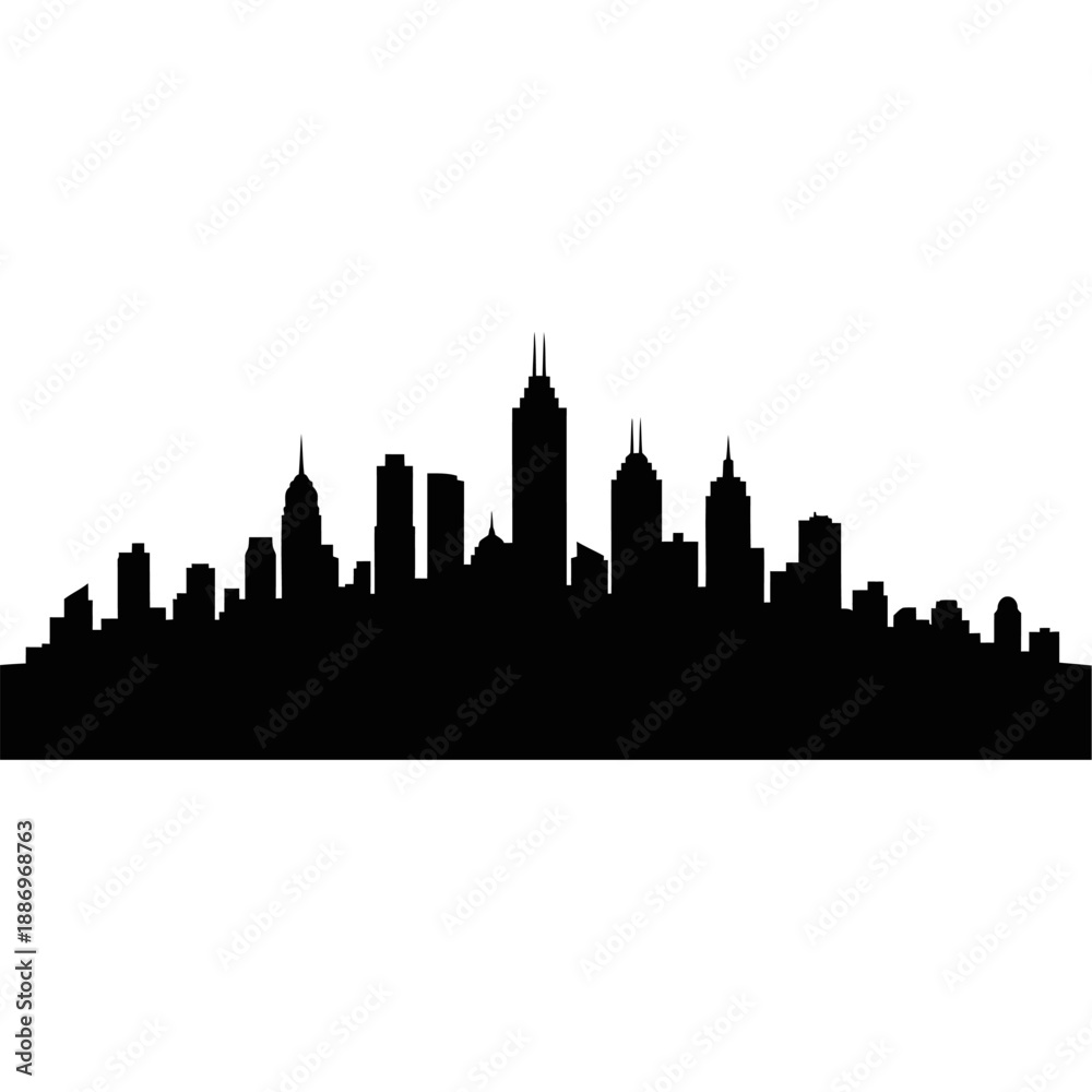 Obraz premium City Skyline Silhouette Urban Landscape Buildings.