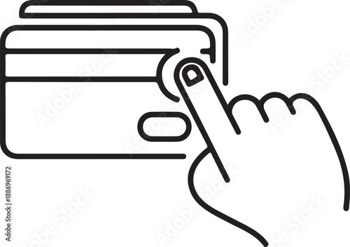 Tapping credit card icon showing digital payment and contactless transaction isolated on white background, illustration