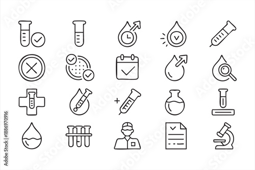 Blood Test and Clinical Analysis Icons for Healthcare Interfaces