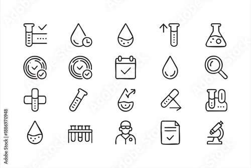 Laboratory Diagnostics Icons for Medical Research and Reports