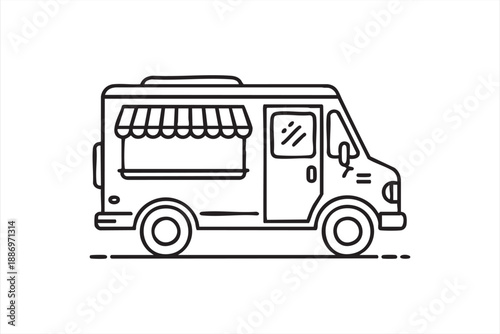 Mobile Food Truck Icon for Delivery and Takeaway Services