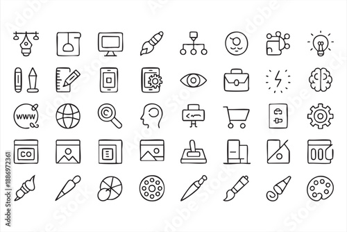 Digital Design Icons for App Interfaces and Web Platforms