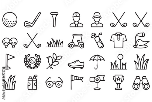 Professional Golf Icons for Tournament Graphics and Sports Platforms
