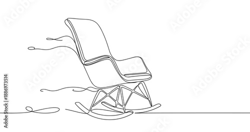 Minimalist line art of a rocking chair with flowing design elements. Non editable stroke
