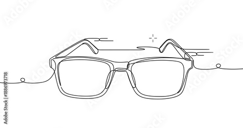 Minimalist continuous line art of glasses on white background. Non editable stroke
