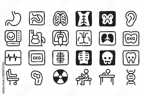 Medical Examination Icons for Anatomy and Diagnostic Systems
