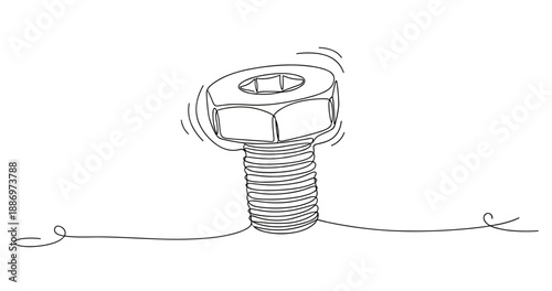 Line art of a loose screw with vibration motion. Non editable stroke