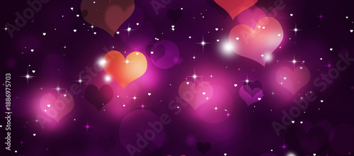 Valentines day Bokeh Hearts Banner