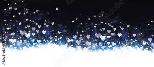 holiday falling hearts blue banner