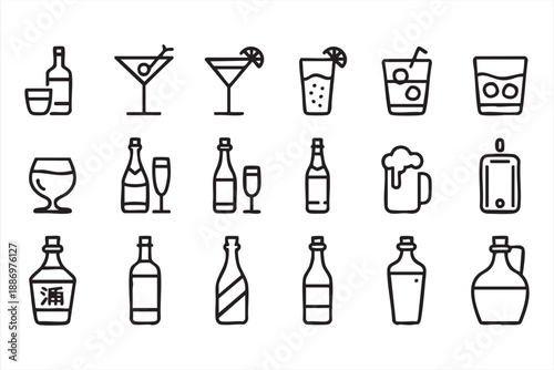 Alcohol and Cocktail Icons for Bar Menus and Drink Apps