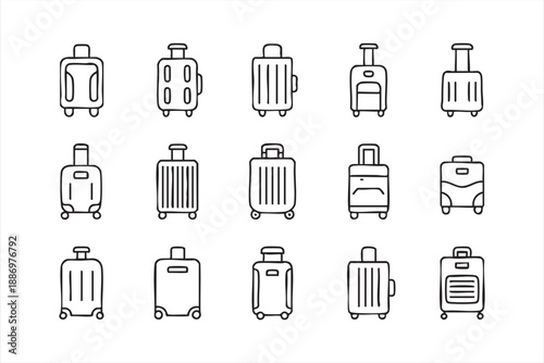 Travel Luggage Icons for Tourism Apps and Booking Platforms