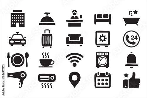 Hotel Service Icons for Reception and Guest Management Systems