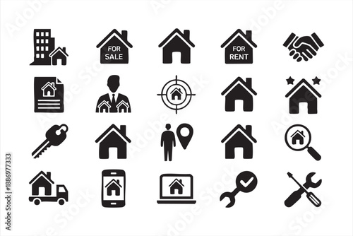 Real Estate Property Icons for Housing Apps and Listing Platforms