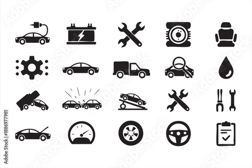 Vehicle Maintenance Icons for Automotive Service Platforms